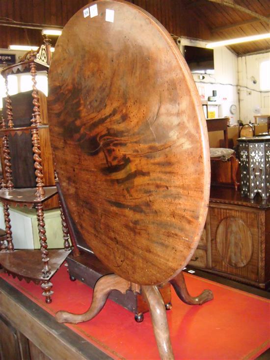 George III  circular mahogany tilt top tea table, height reduced(-)